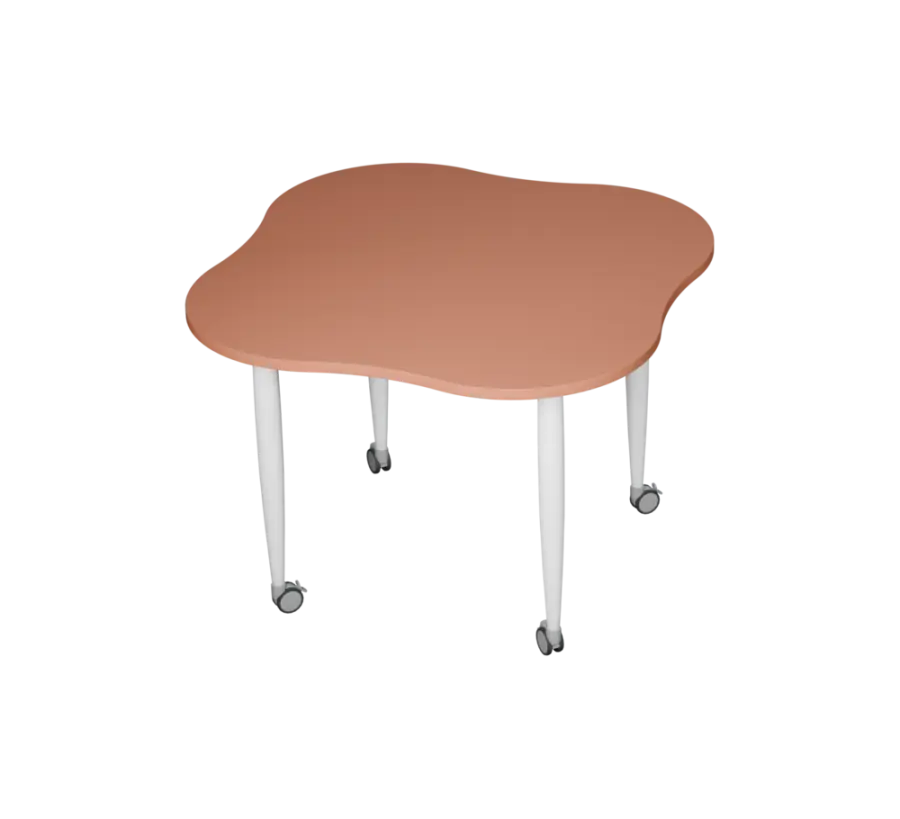 PLAYFORM 225 K modulární hravé stoly, mobilní, výška 750 mm, kovová podnož bílá, deska 25 mm, pudrov